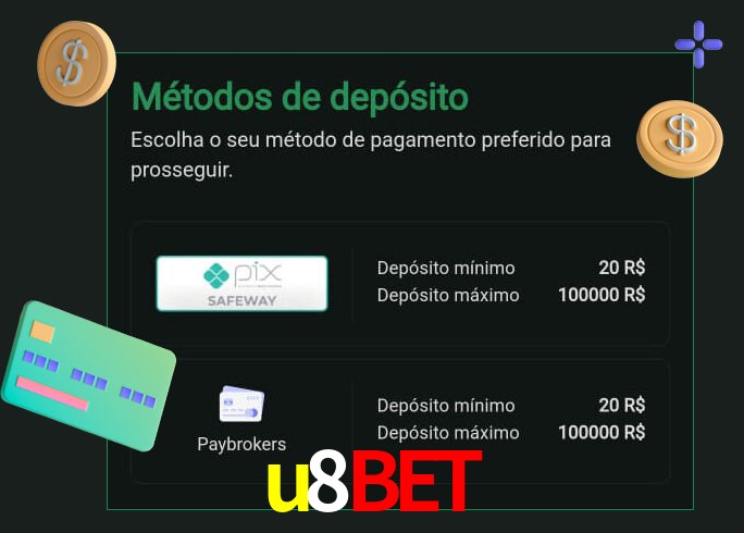 O cassino u8bet oferece uma grande variedade de métodos de pagamento